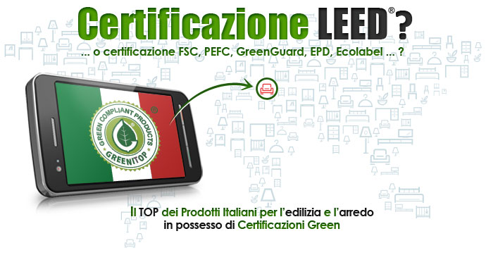 mappatura e certificazione LEED green FSC PFSC GREENGUARD ECOLABEL arredamento ecologico